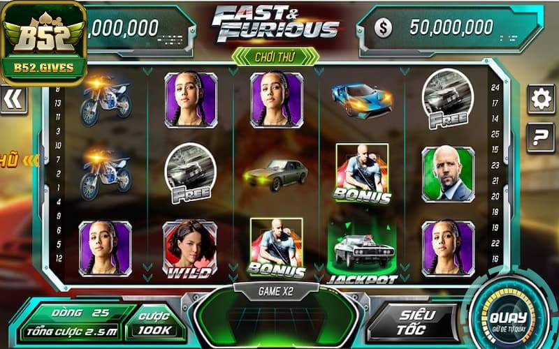 Phiên bản nổ hũ Fast & Furious mới lạ